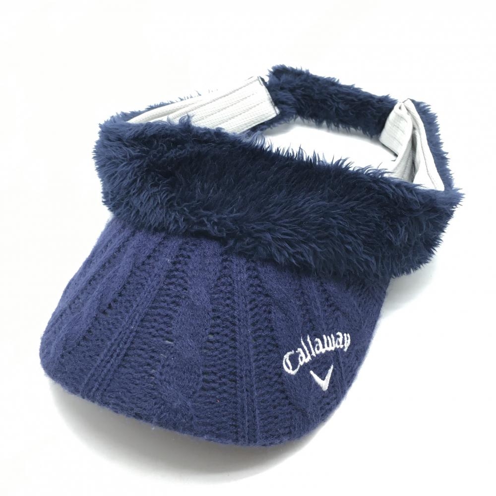 キャロウェイ ボアサンバイザー ネイビー つばニット レディース  ゴルフウェア Callaway