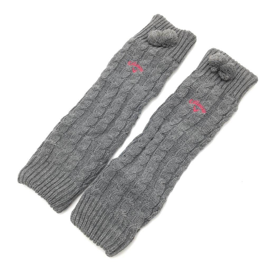 【未使用品】キャロウェイ ニットレッグウォーマー グレー 裏フリース ボンボン付き レディース  ゴルフウェア Callaway