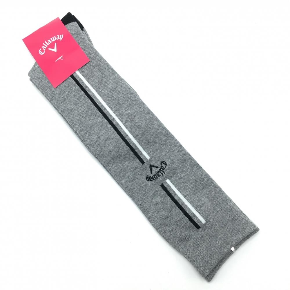 【新品】キャロウェイ ハイソックス グレー×黒 ロゴ 抗菌防臭 レディース FR ゴルフウェア Callaway
