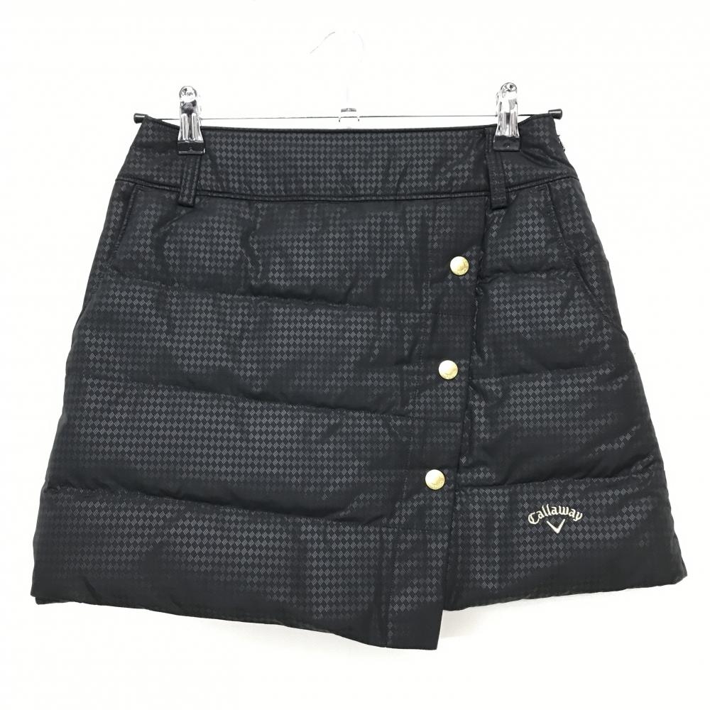 【超美品】キャロウェイ ダウンスカート 黒 ダイヤ柄地模様 ダウン60％  レディース SS ゴルフウェア Callaway
