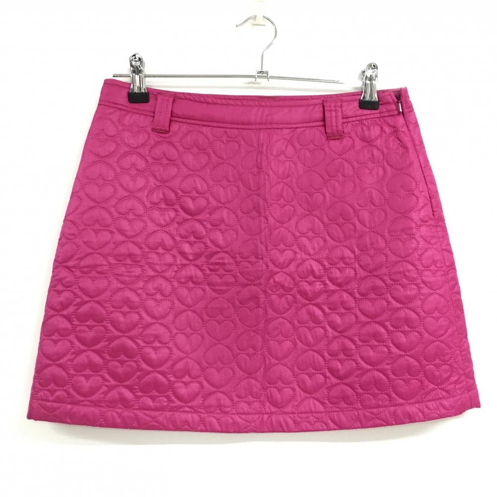 【超美品】キャロウェイ 中綿スカート パープルピンク ハート柄 型押し レディース M ゴルフウェア Callaway