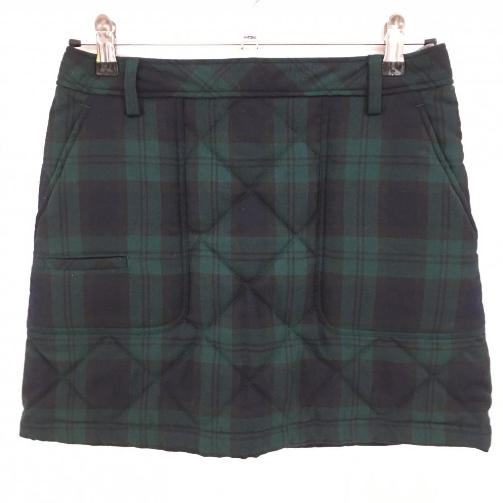 【超美品】キャロウェイ 中綿スカート グリーン×ダークネイビー チェック レディース M ゴルフウェア Callaway