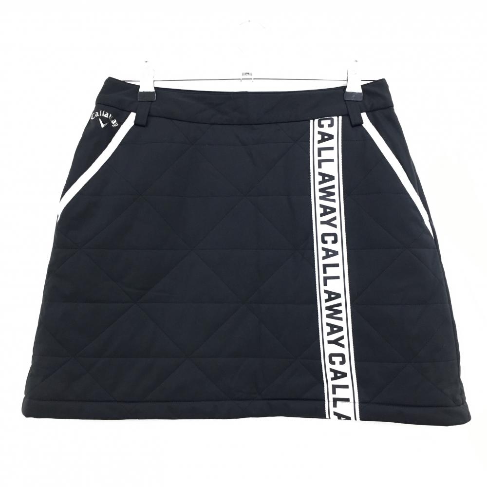 【超美品】キャロウェイ 中綿スカート 黒×白 前面ロゴテープ キルティング  レディース L ゴルフウェア 2024年モデル Callaway