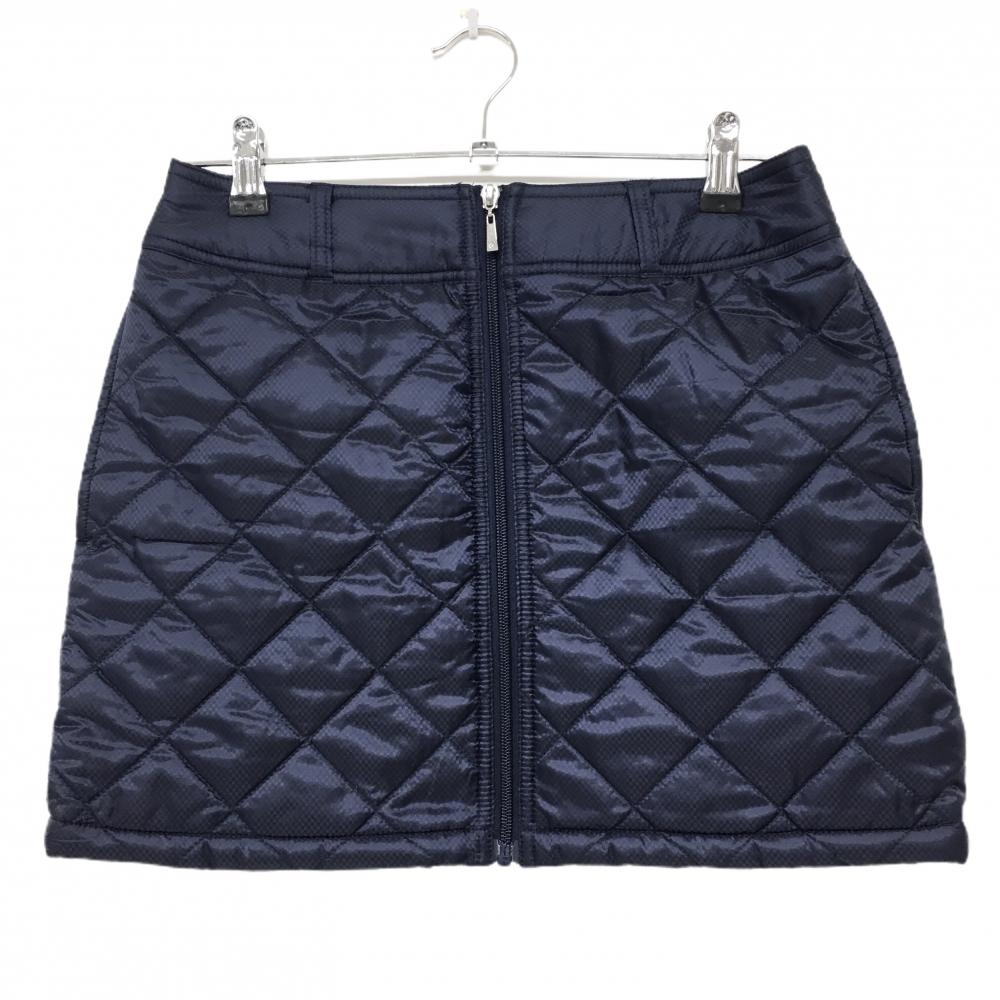 【美品】キャロウェイ 中綿スカート ネイビー 地模様 フロントジップ  レディース S ゴルフウェア Callaway