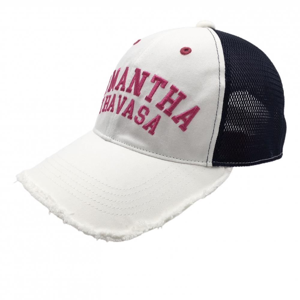 【超美品】サマンサタバサUNDER25 メッシュキャップ 白×ピンク×ネイビー レディース F ゴルフウェア Samantha Thavasa