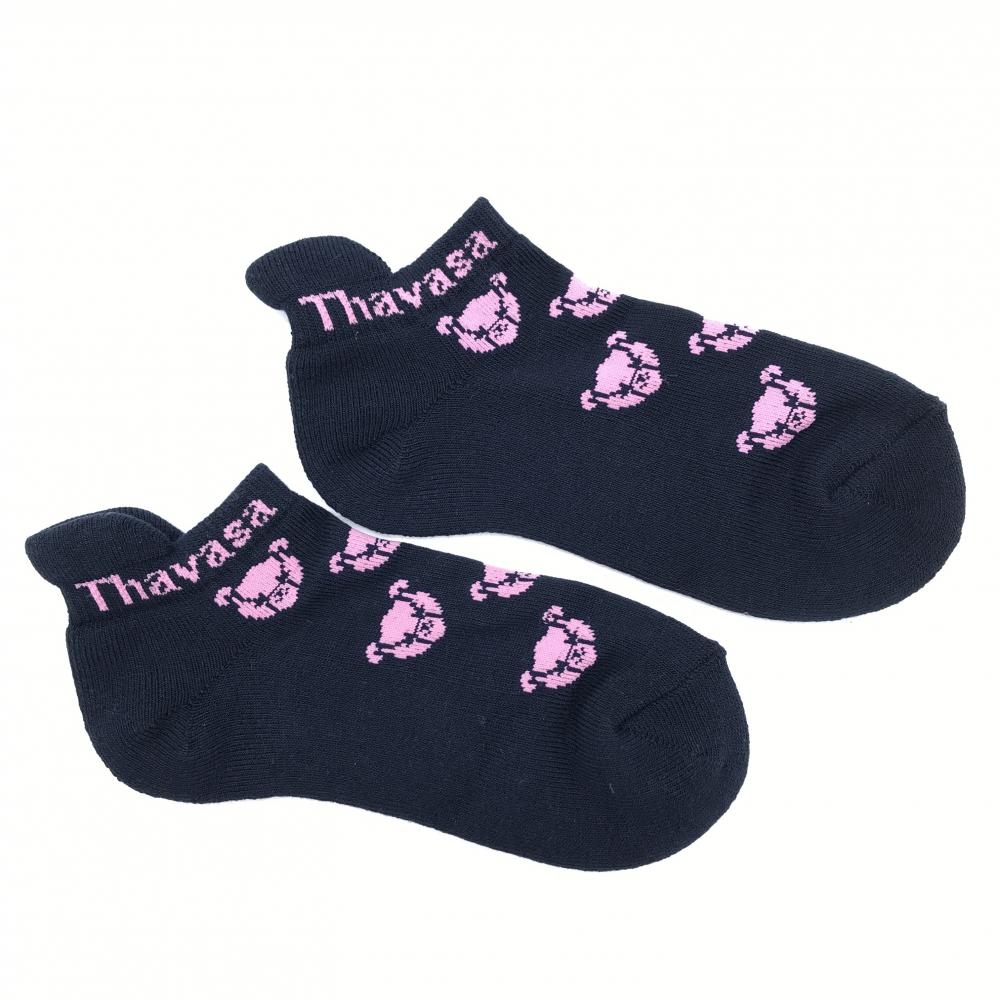 【未使用品】サマンサタバサ ソックス ネイビー×ピンク ベア柄  レディース 22-24cm ゴルフウェア Samantha Thavasa