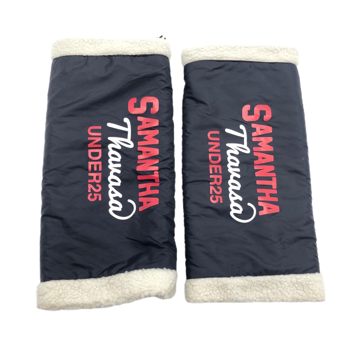 【美品】サマンサタバサ リバーシブルレッグウォーマー ネイビー×白 ボア ベア レディース  ゴルフウェア Samantha Thavasa