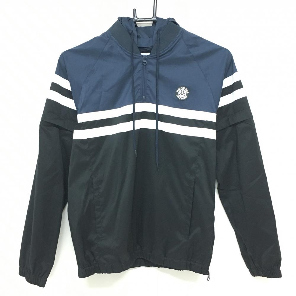 美品】ジャックバニー 4WAYフード付ブルゾン 黒×ネイビー×白 裏
