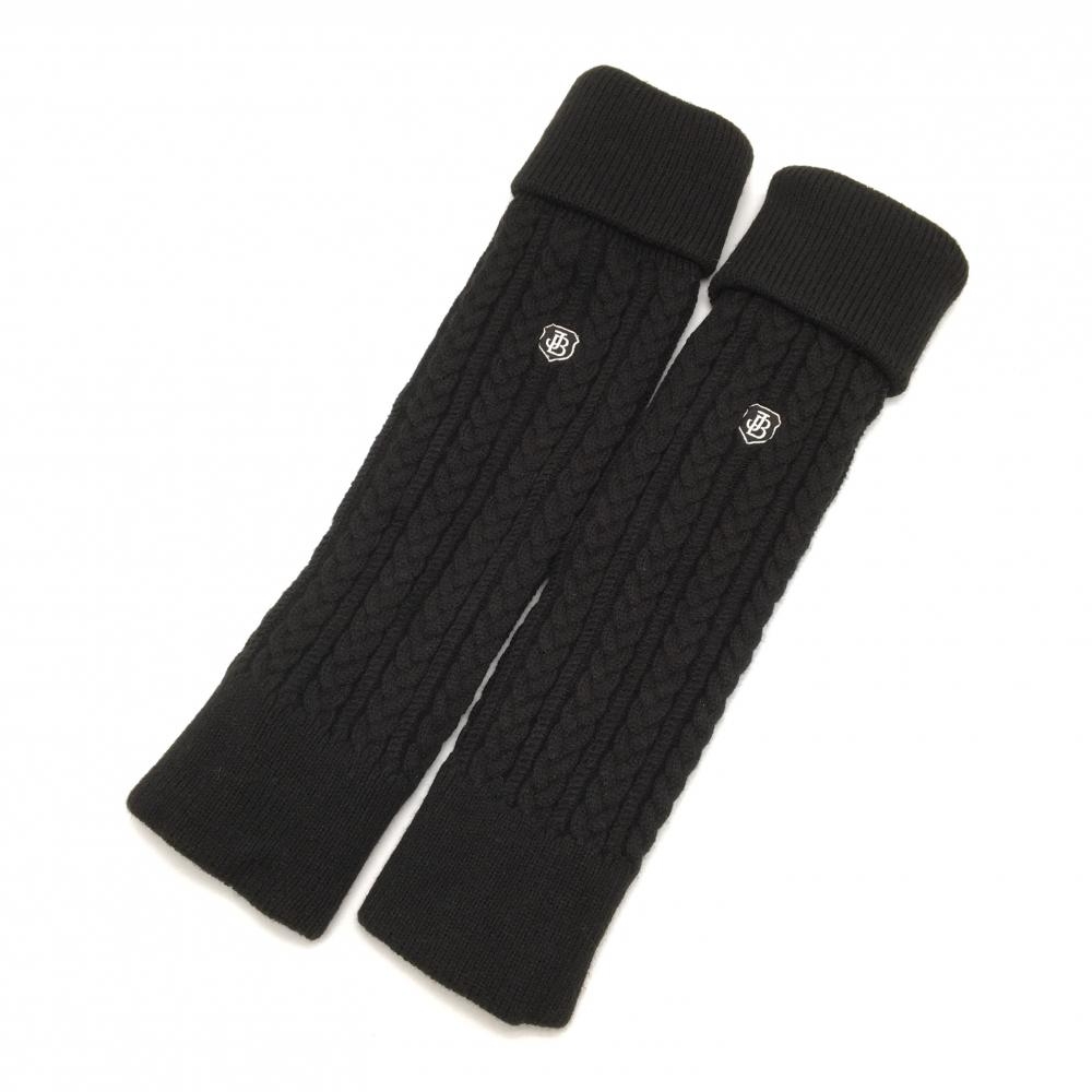 【超美品】ジャックバニー ニットレッグウォーマー 黒 ケーブル編み 裏フリース レディース  ゴルフウェア Jack Bunny