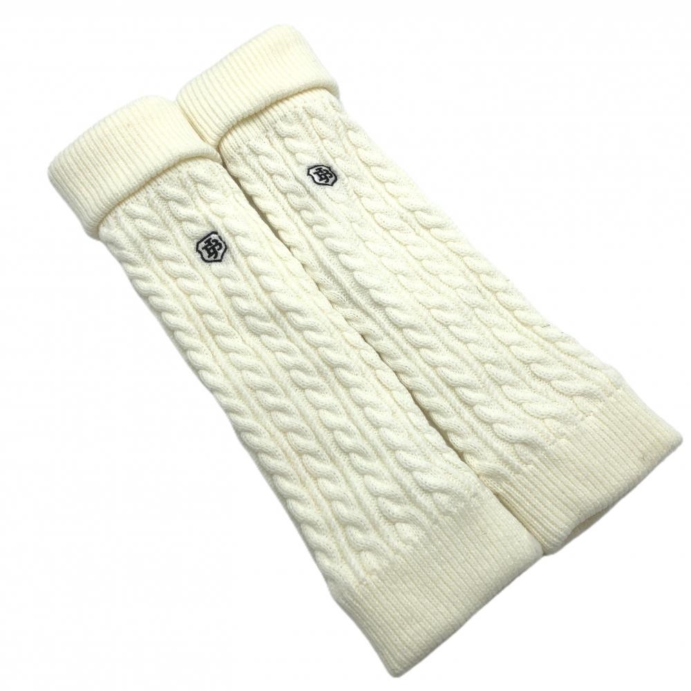 【超美品】ジャックバニー ニットレッグウォーマー 白 ケーブル編み 内側フリース  レディース FR ゴルフウェア 2024年モデル Jack Bunny