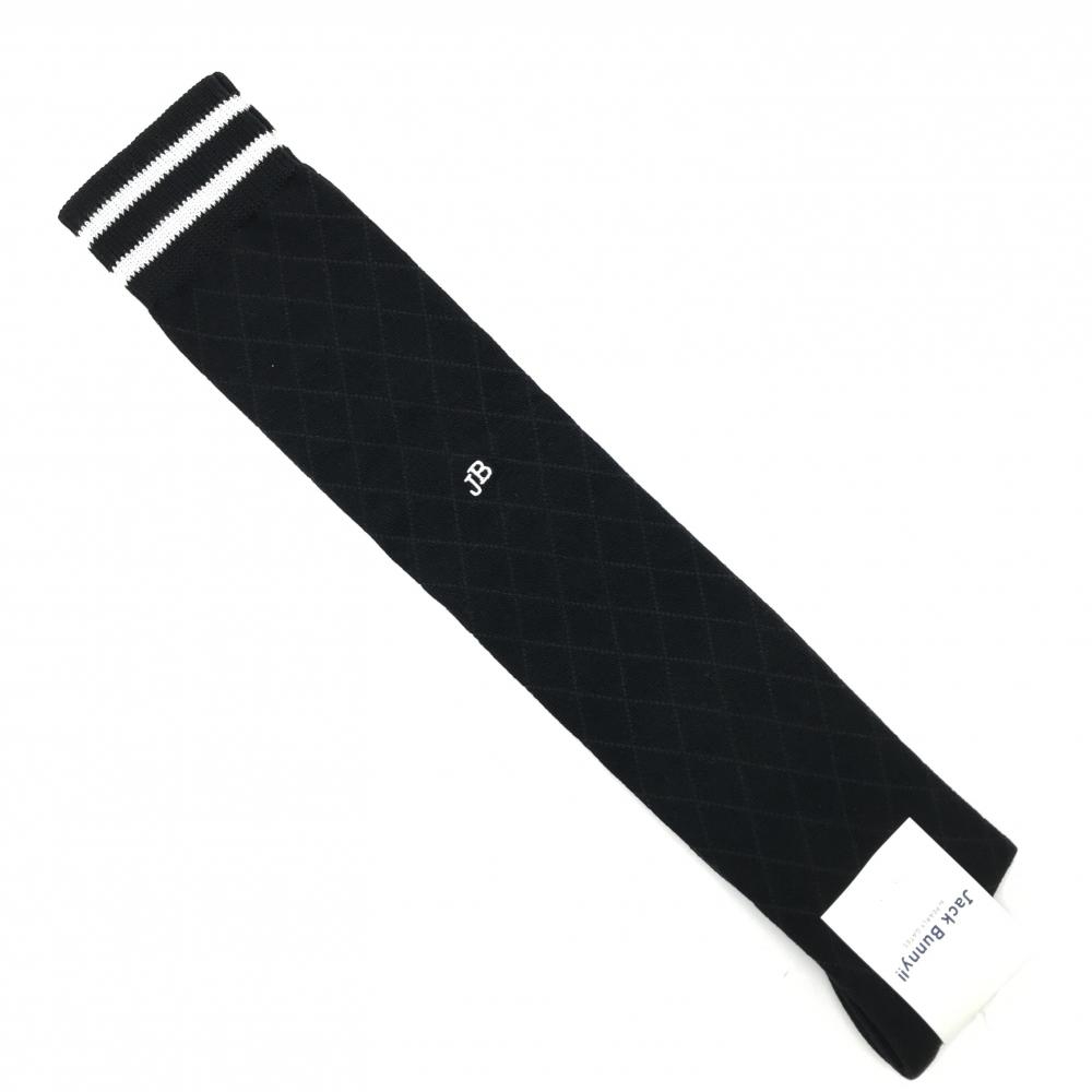 【新品】ジャックバニー ニーハイソックス 黒×白 ダイヤ柄地模様 防菌防臭 レディース F(22-24cm) ゴルフウェア Jack Bunny