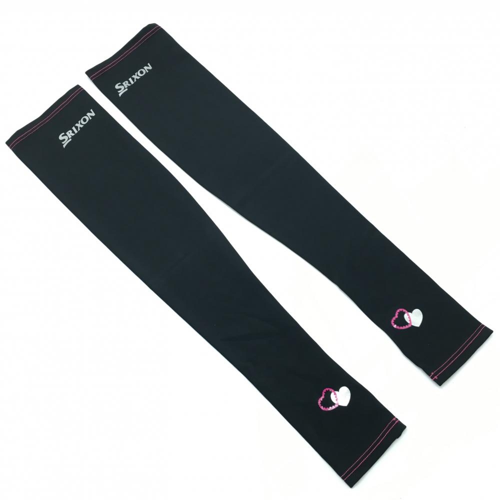 【新品】スリクソン アームカバー 黒×ピンク ハート 吸汗速乾 レディース フリーサイズ ゴルフウェア SRIXON