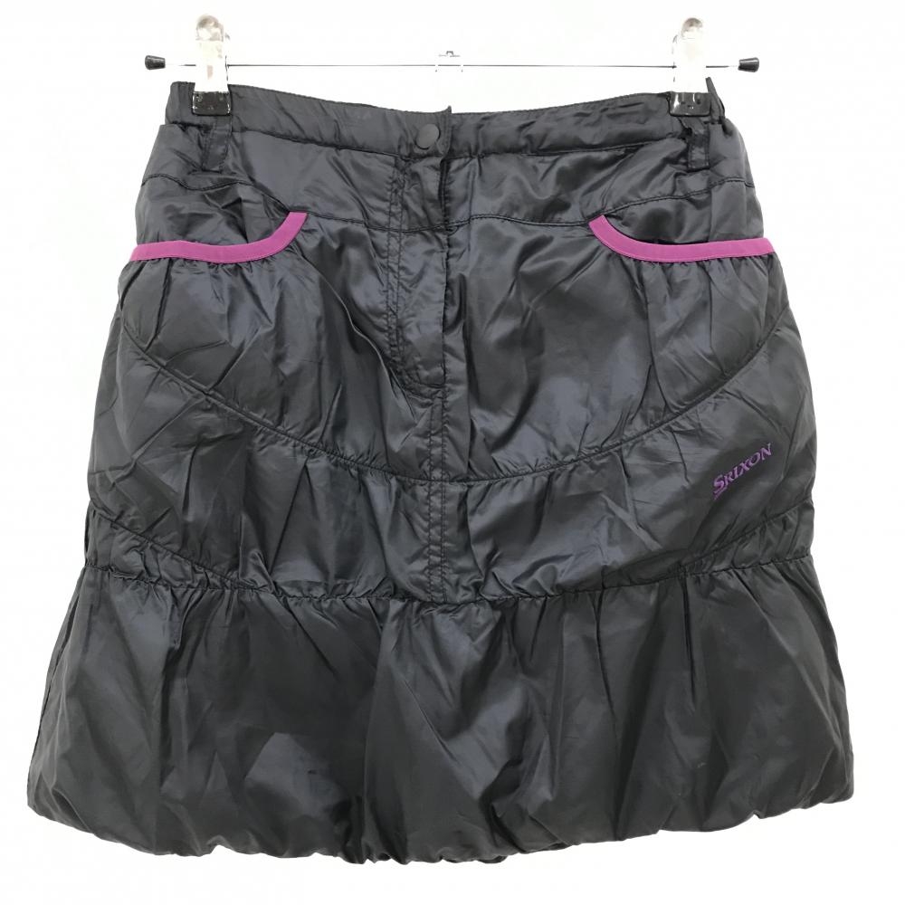 【超美品】スリクソン 中綿スカート ダークグレー×ピンクパープル ロゴ刺しゅう ウエストゴム レディース M ゴルフウェア SRIXON