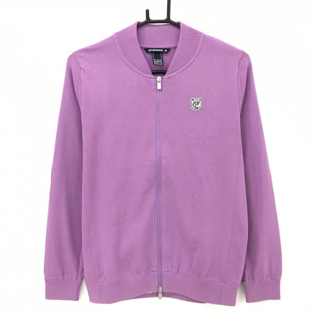 【美品】ゾーイ ジャケット パープル ブルゾン ワッペン レディース 40(L) ゴルフウェア ZOY