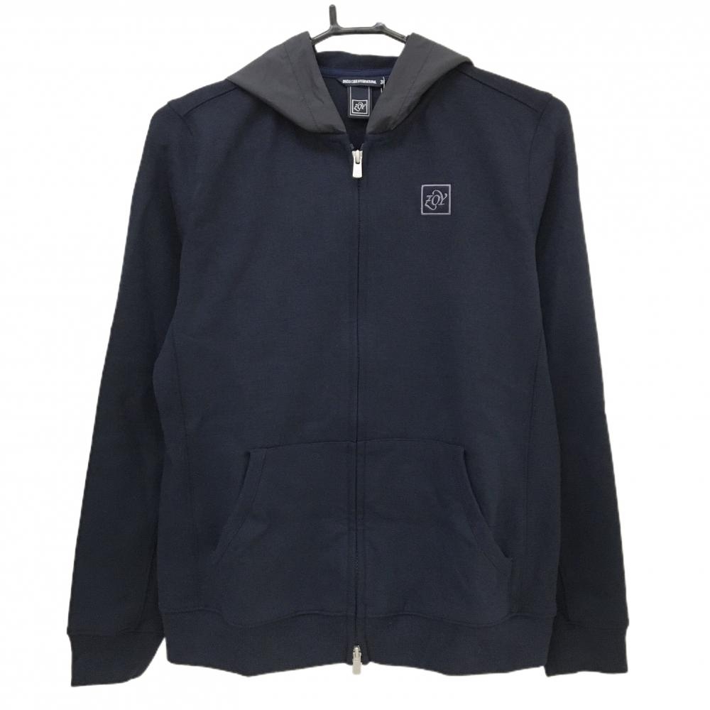 【新品】ゾーイ ジップパーカー ネイビー フード異素材 ブルゾン  レディース 38(M) ゴルフウェア ZOY
