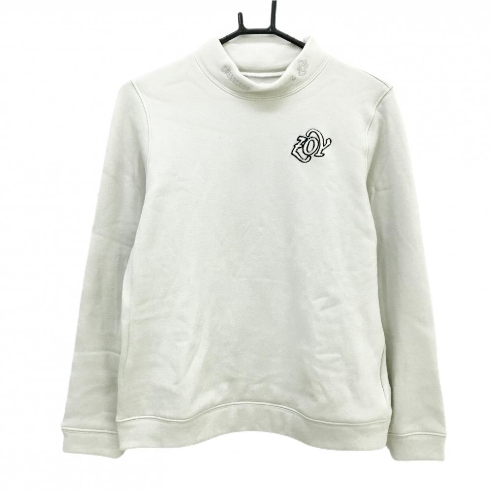 【美品】ゾーイ ハイネックトレーナー ライトグレー 裏起毛 ネックロゴ レディース 1038(M) ゴルフウェア ZOY