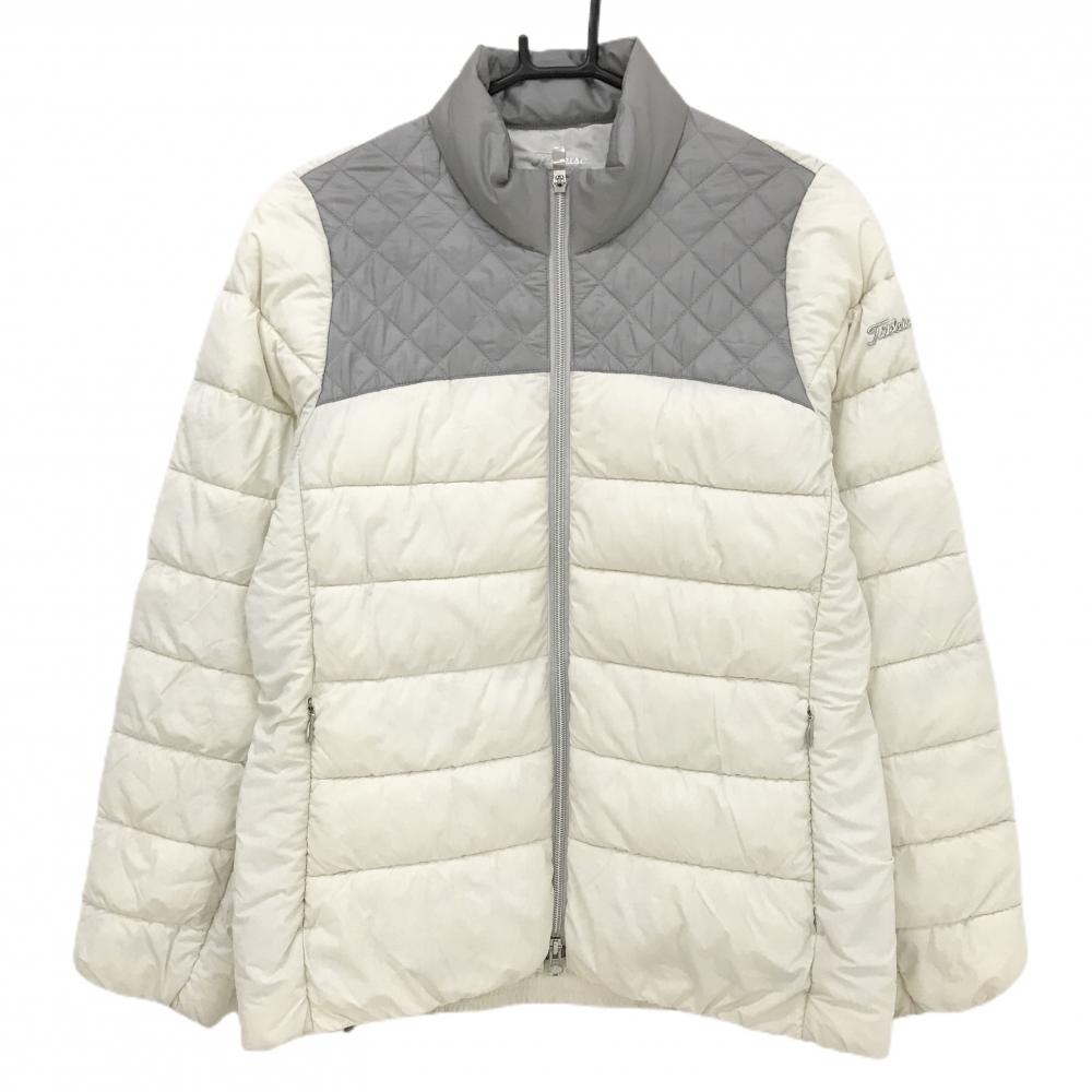 タイトリスト 中綿ジャケット 白×グレー 袖ロゴシルバー レディース L ゴルフウェア TITLEIST