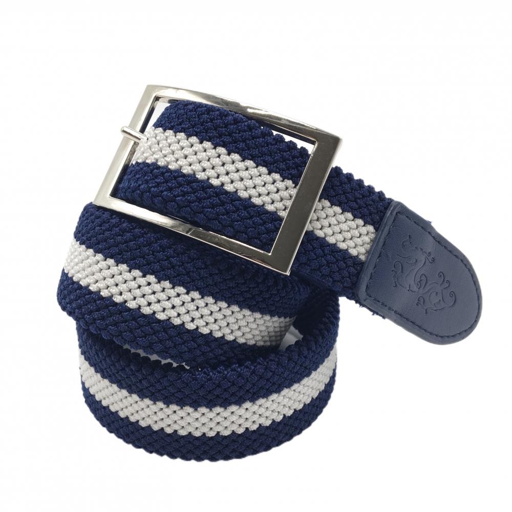 【超美品】ダンスウィズドラゴン メッシュベルト ネイビー×白 編込み 伸縮  レディース  ゴルフウェア Dance With Dragon