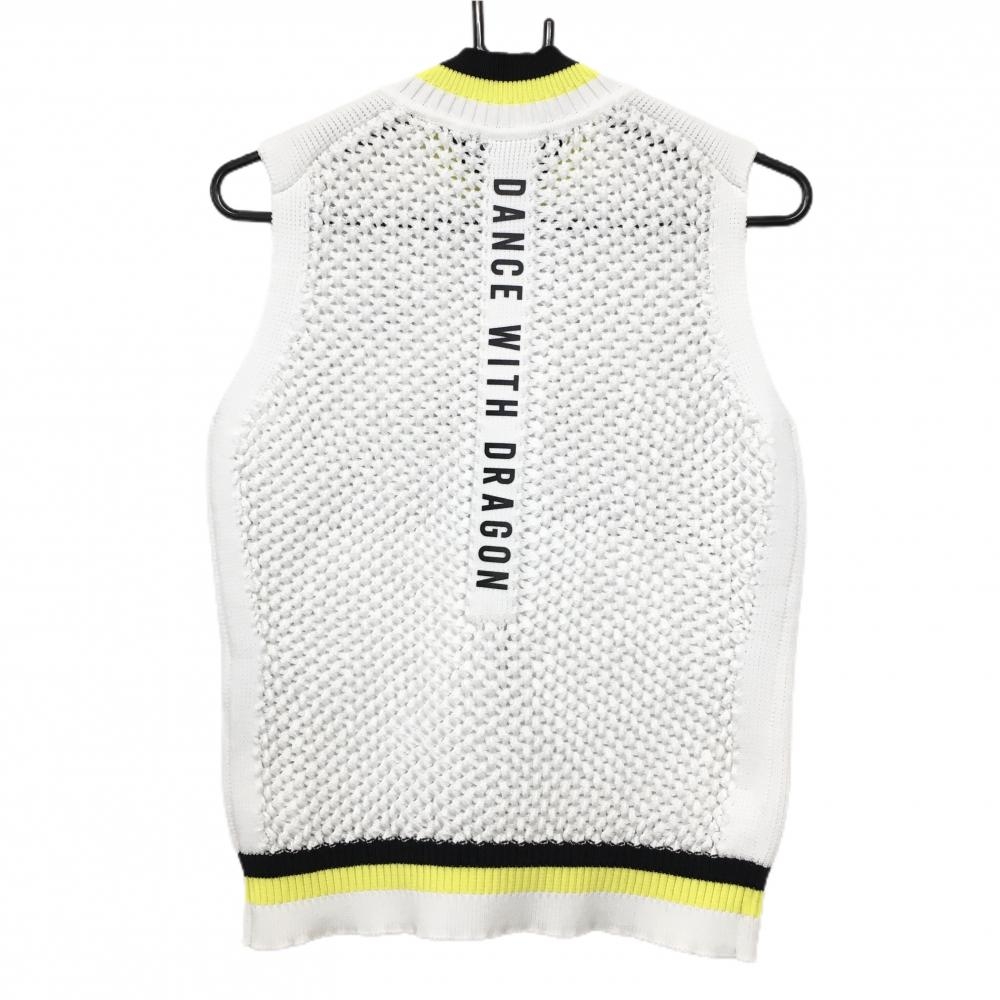 美品】ダンスウィズドラゴン ニットベスト 白×黒×イエロー 凹凸生地