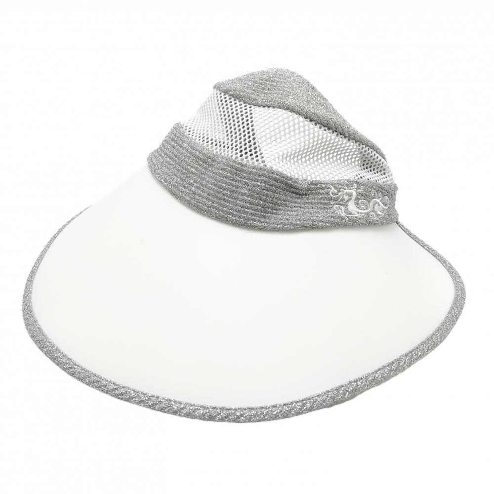 ダンスウィズドラゴン つば広サンバイザー 白×シルバー 一部メッシュ レディース 99(F) ゴルフウェア Dance With Dragon