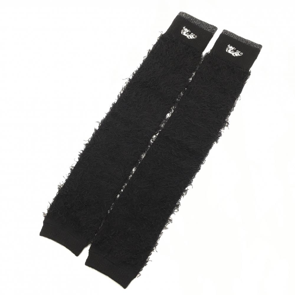 【美品】ダンスウィズドラゴン レッグウォーマー 黒 ニット ロゴ刺しゅう  レディース  ゴルフウェア Dance With Dragon