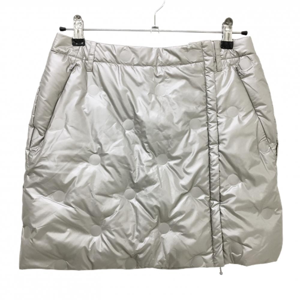 【超美品】ダンスウィズドラゴン ダウンスカート シルバーゴールド ドット 蓄熱裏地  レディース 3(L) ゴルフウェア Dance With Dragon