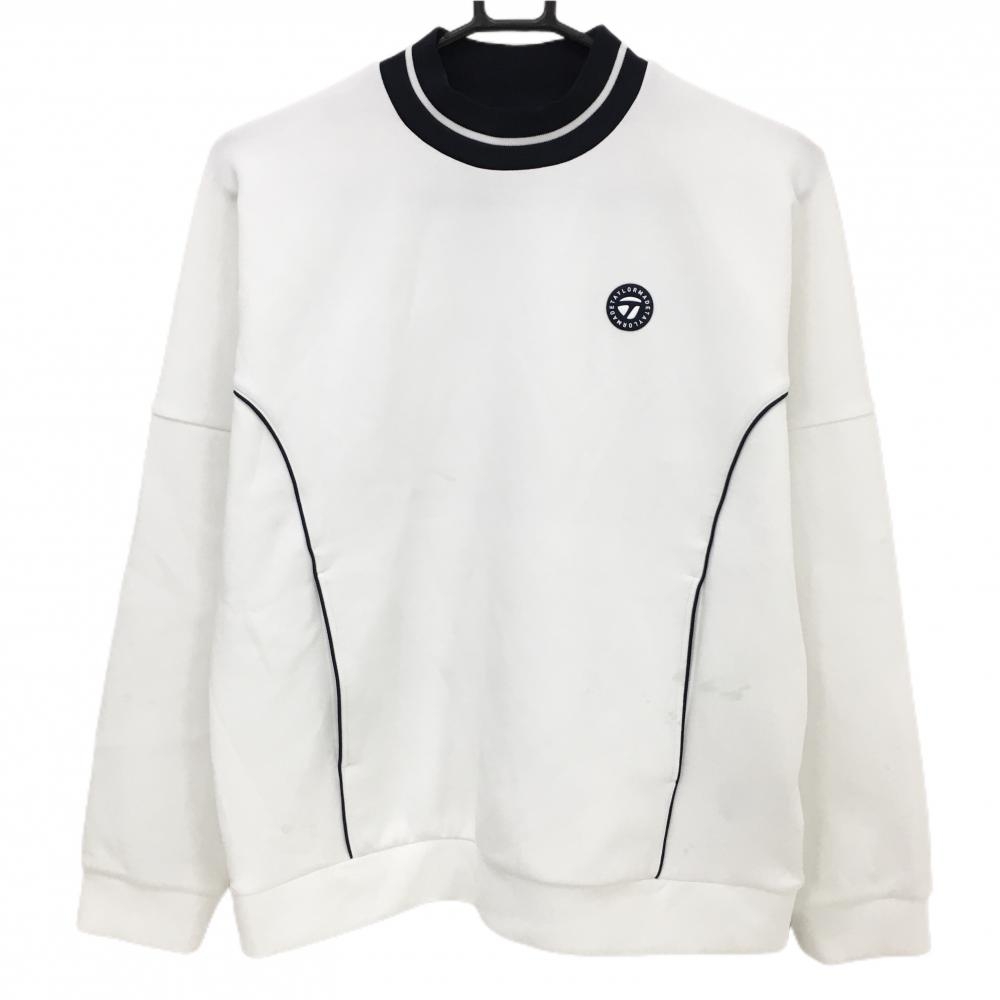 テーラーメイド トレーナー 白×黒 胸ロゴ 腹部ポケット レディース L ゴルフウェア 2023年モデル TaylorMade