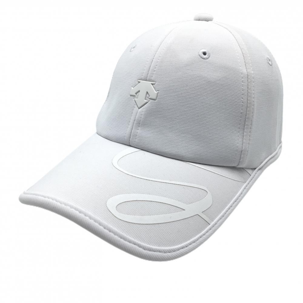 【新品】デサントゴルフ キャップ 白 シリコンロゴ UVケア  レディース F(55-57cm) ゴルフウェア DESCENTE