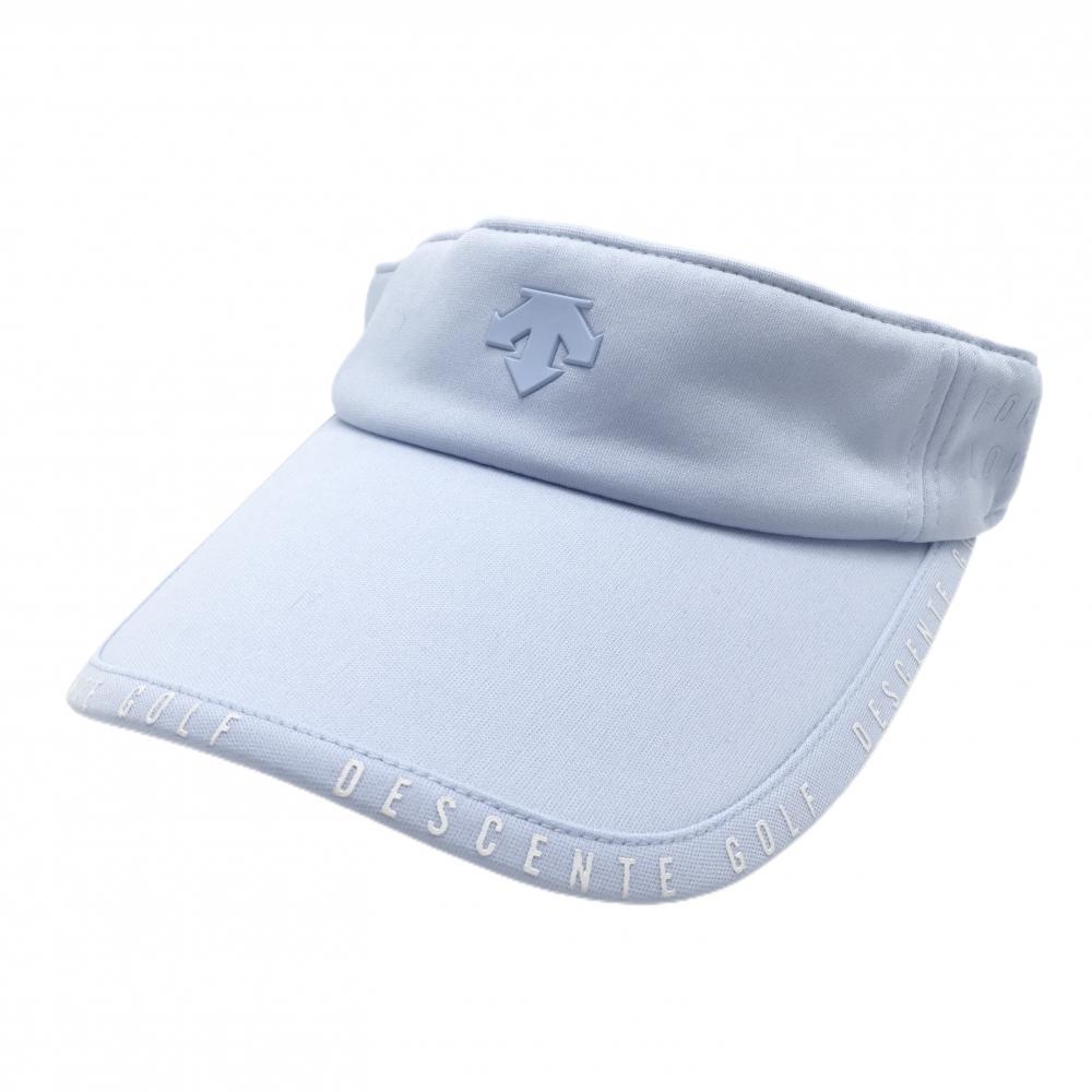 【新品】デサントゴルフ サンバイザー スモーキーライトブルー ロゴ 取外し可リボン付 レディース F(55-57cm) ゴルフウェア DESCENTE