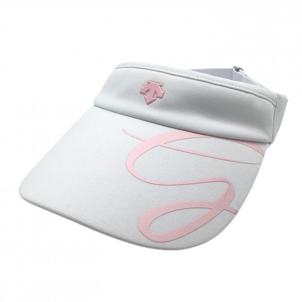 【新品】デサントゴルフ サンバイザー 白×ライトピンク ベルトゴム 中田英寿  レディース F(55-57cm) ゴルフウェア DESCENTE