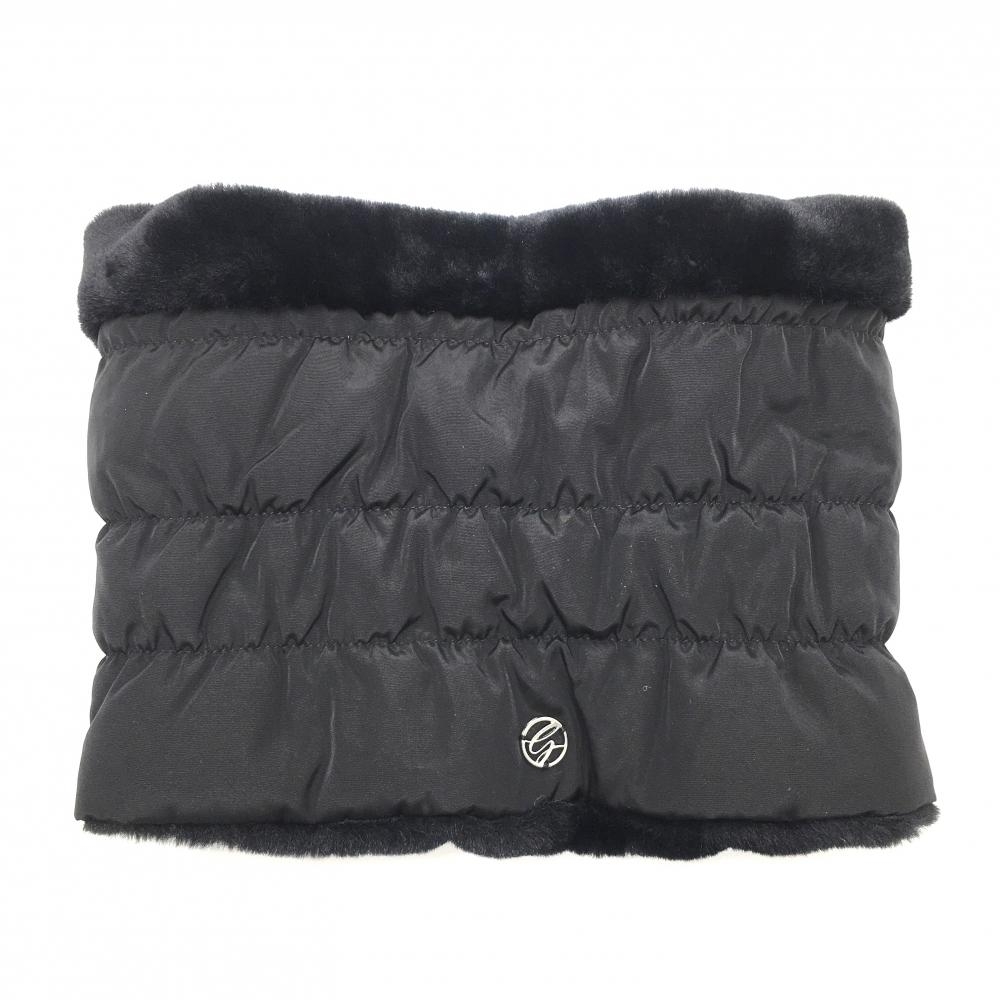 【超美品】デサントゴルフ 中綿リバーシブルネックウォーマー 黒 フェイクファー 中田英寿 レディース F ゴルフウェア DESCENTE