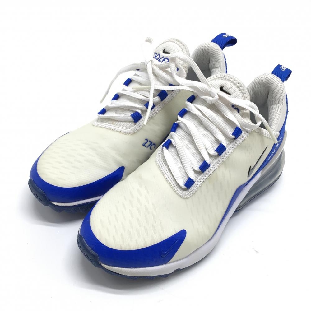 【美品】ナイキ ゴルフシューズ 白×ブルー CK6483-106 エアマックス270 スパイクレス  レディース 23.0 ゴルフウェア NIKE