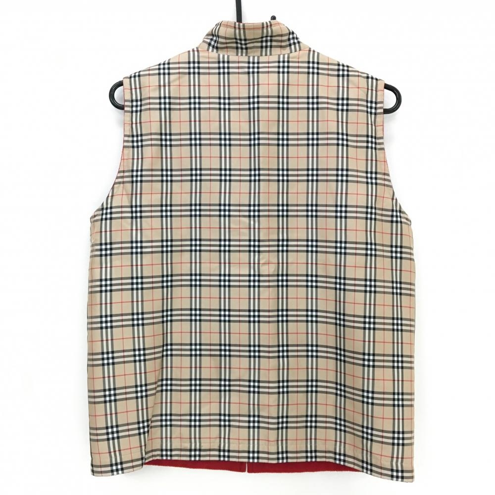 バーバリーゴルフ リバーシブルベスト ベージュ×黒 チェック柄 裏