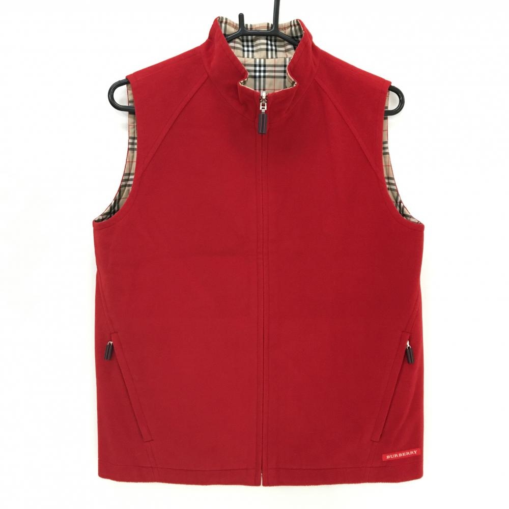 バーバリーゴルフ リバーシブルベスト ベージュ×黒 チェック柄 裏