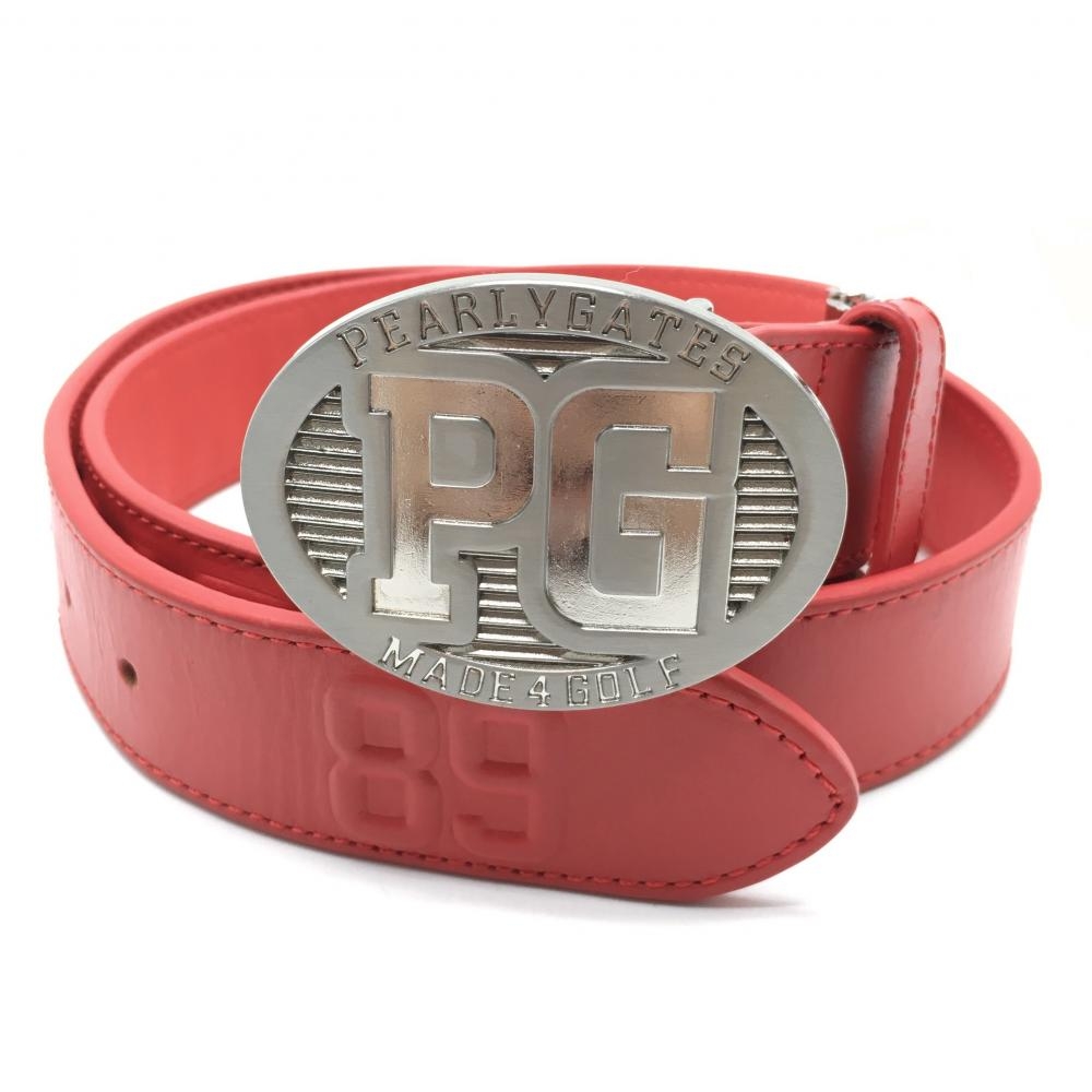 【美品】パーリーゲイツ トップ式ベルト レッド バックルシルバー レディース  ゴルフウェア PEARLY GATES