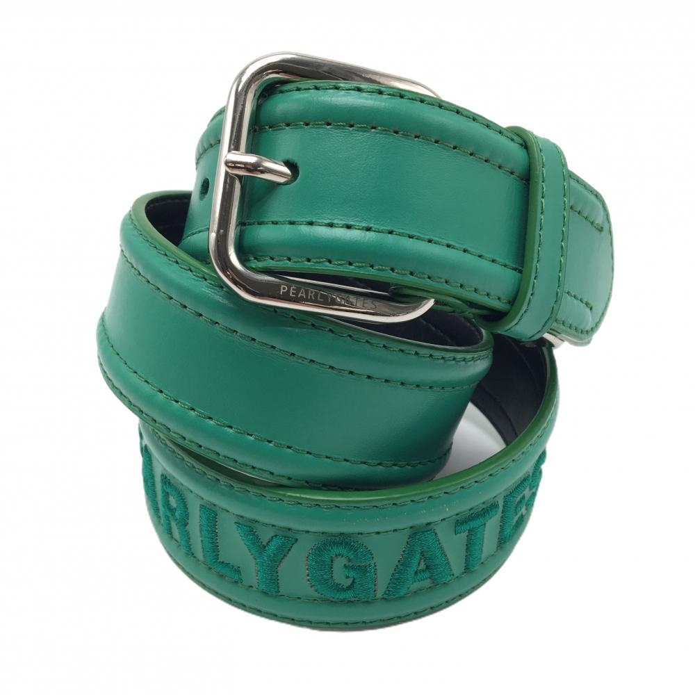 【美品】パーリーゲイツ ベルト グリーン ロゴ刺しゅう レディース  ゴルフウェア PEARLY GATES