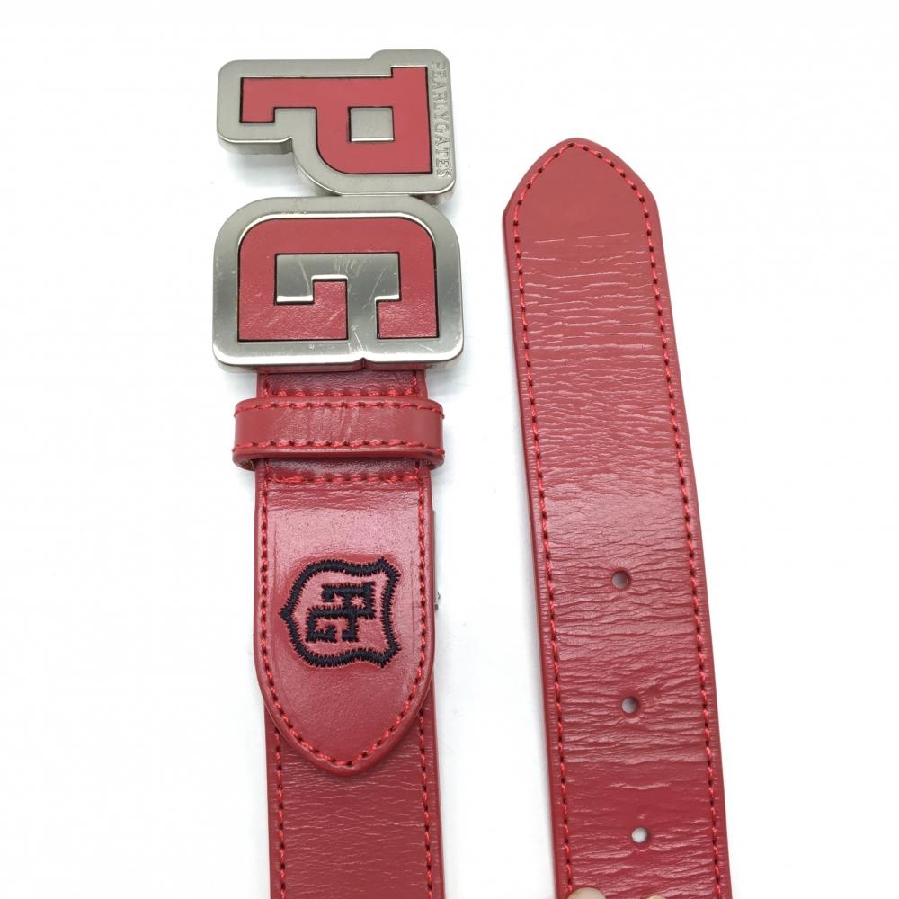 パーリーゲイツ トップ式ベルト レッド シルバーバックル レディース