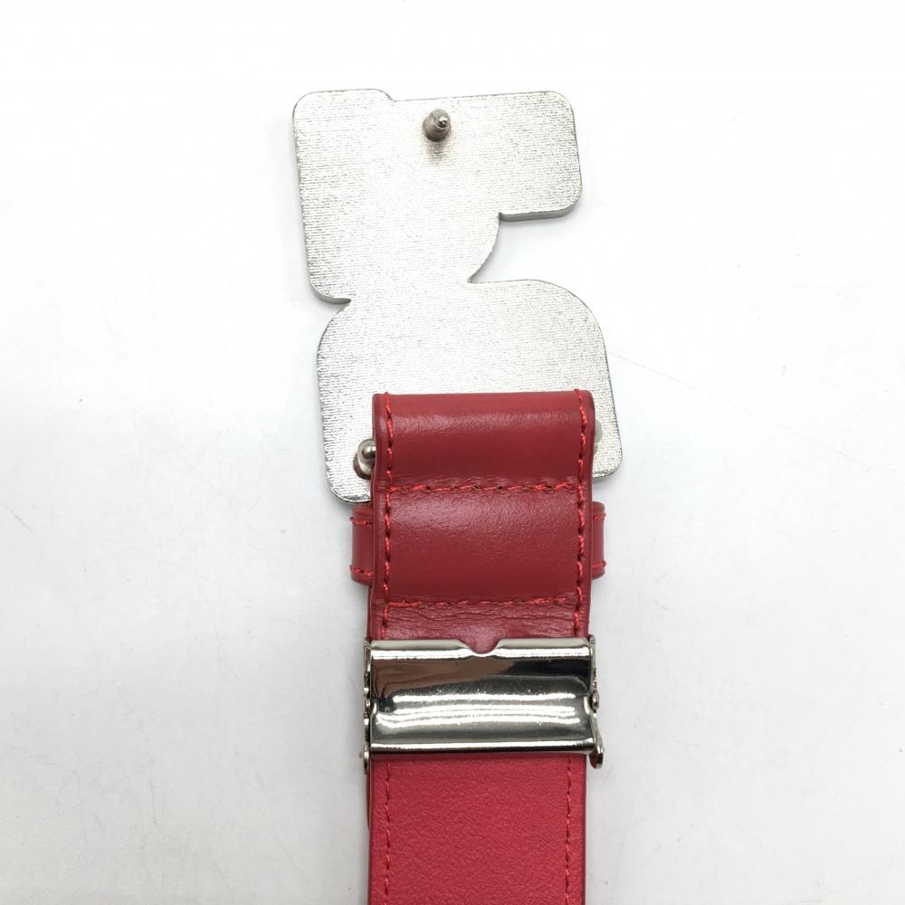 パーリーゲイツ トップ式ベルト レッド シルバーバックル レディース