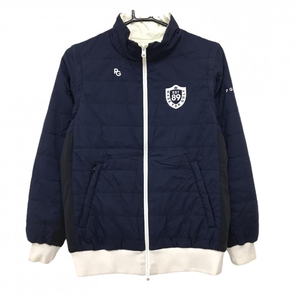 パーリーゲイツ 中綿リバーシブルジャケット ネイビー×白 4WAY 袖着脱