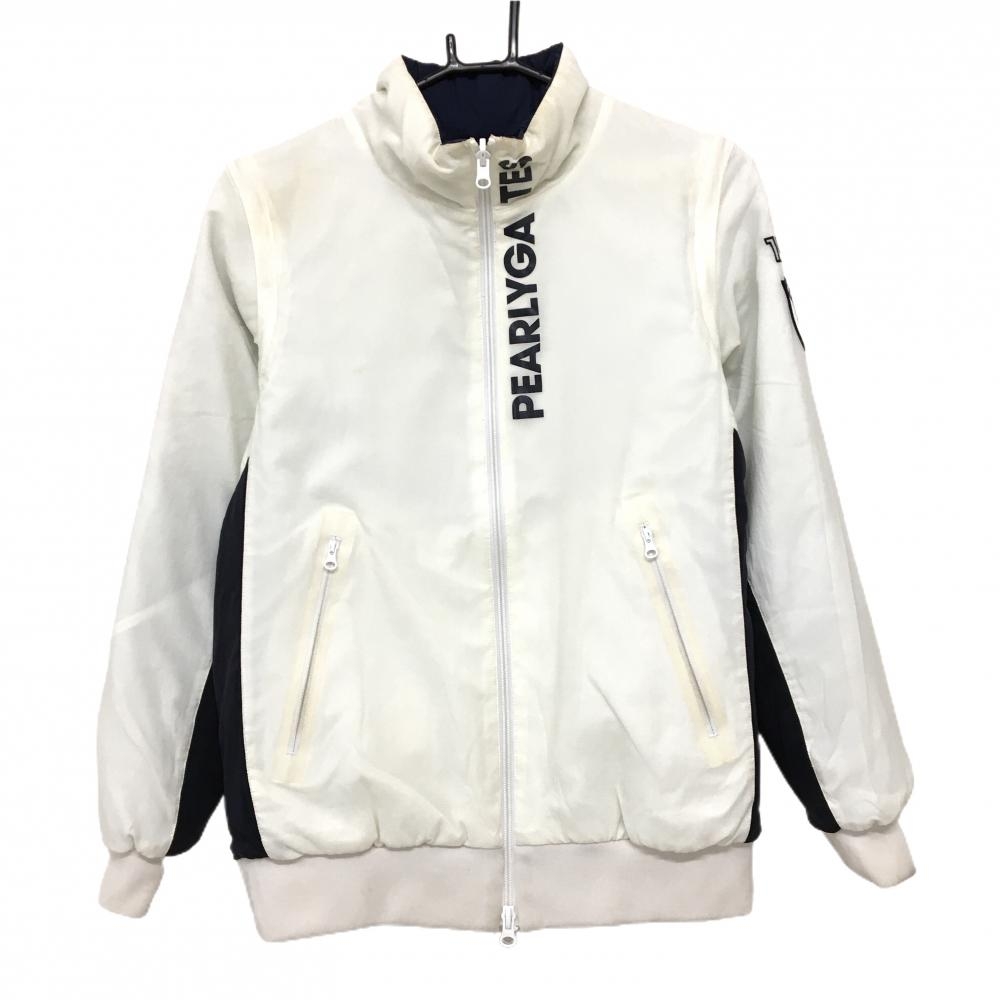 パーリーゲイツ 中綿リバーシブルジャケット ネイビー×白 4WAY 袖着脱
