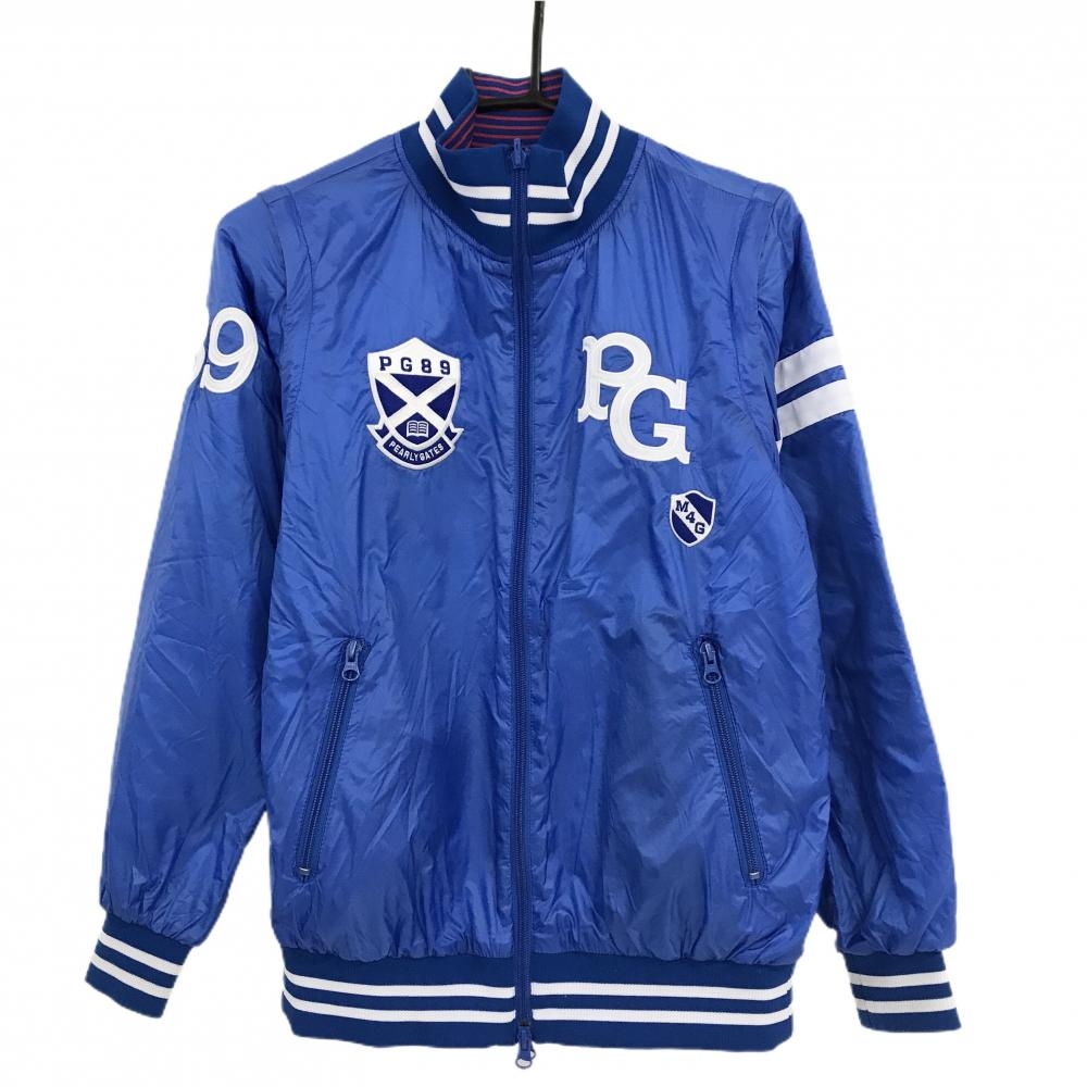 【美品】パーリーゲイツ 4WAY中綿リバーシブルジャケット ブルー×白 裏ピンク袖着脱可 PERTEX レディース 0(S) ゴルフウェア PEARLY GATES