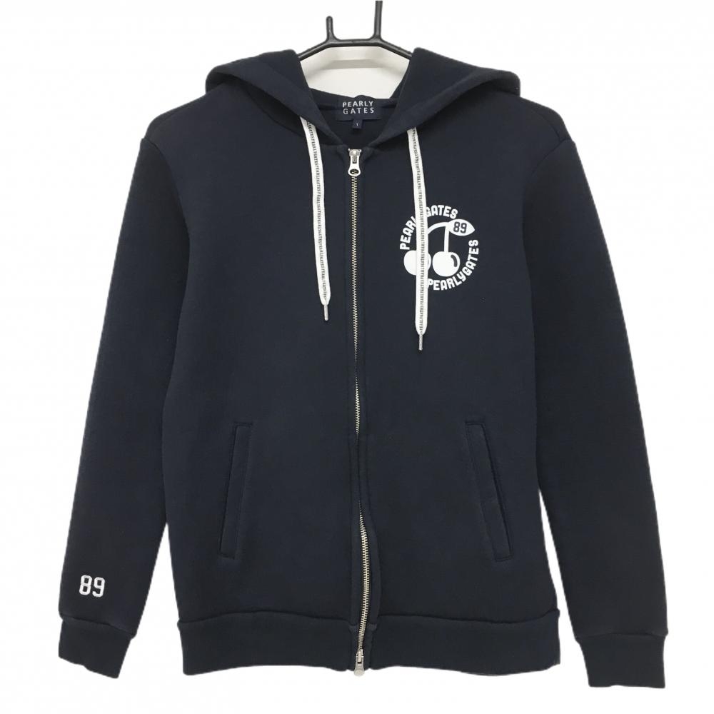 サイズ：1 PEARLY GATES パーリーゲイツ ; ニットパーカー 花刺繍
