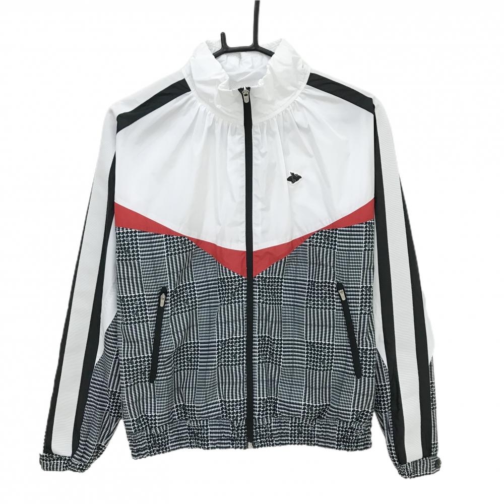 超美品】パーリーゲイツ ジャケットブルゾン 白×黒 下部グレンチェック