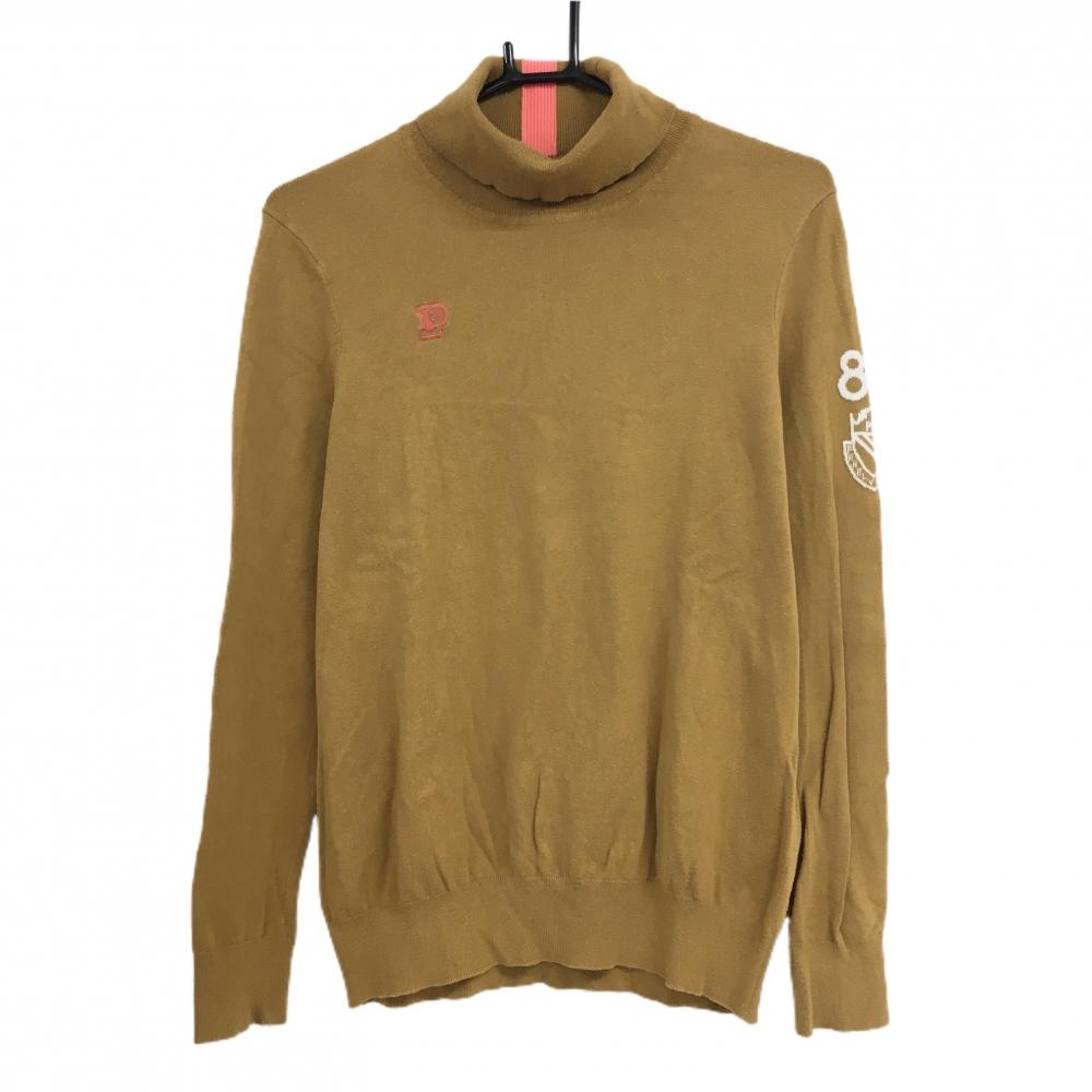 パーリーゲイツ タートルネックセーター ブラウン コットン混