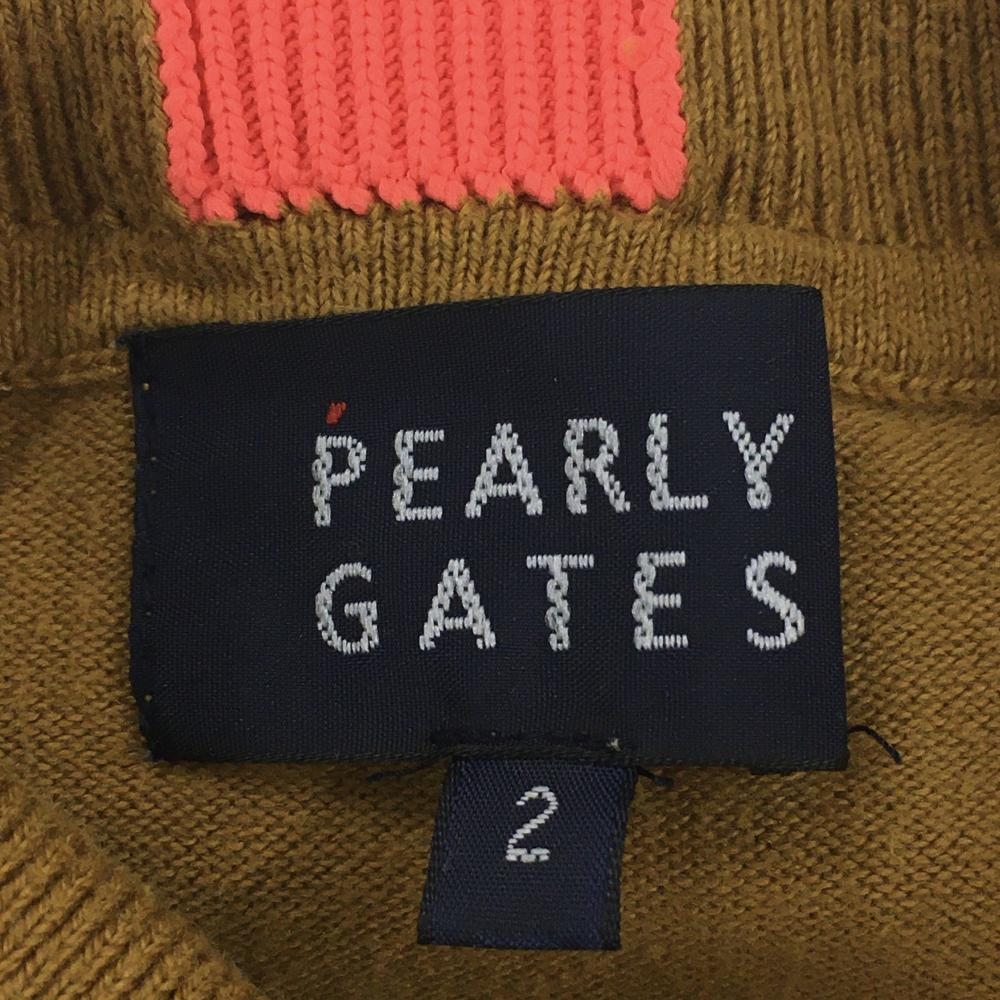 パーリーゲイツ タートルネックセーター ブラウン コットン混