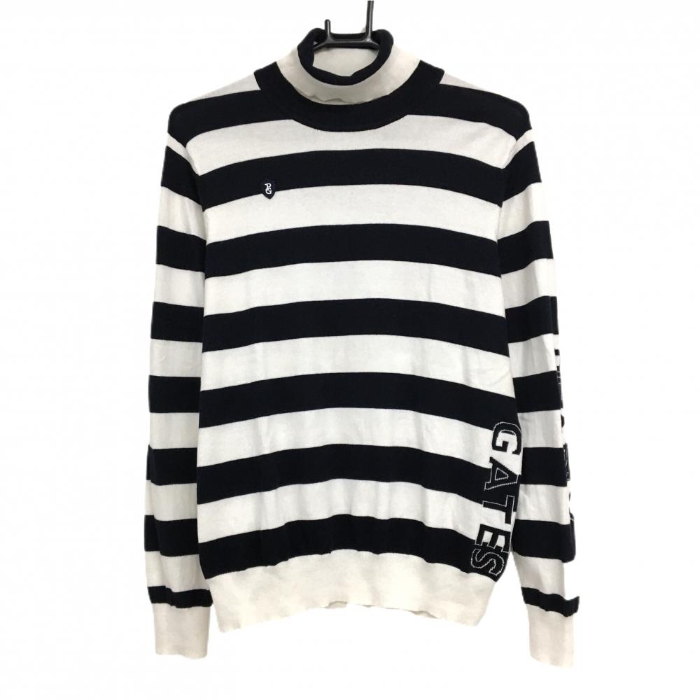 パーリゲイツタートルネックセーター 黒と白ストライプ パーリゲイツタートルネックセーター 黒と白ストライプ パーリゲイツ