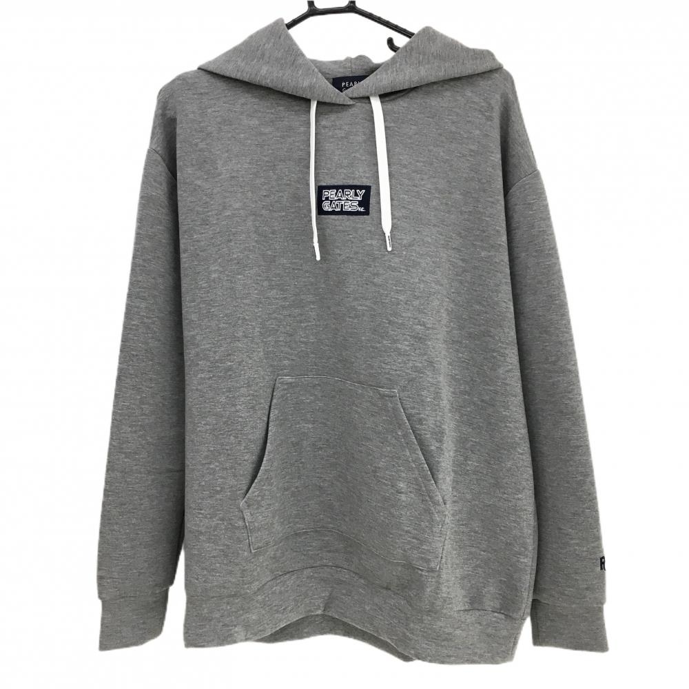 【超美品】パーリーゲイツ パーカー 杢グレー ダンボールニット レディース 1(M) ゴルフウェア 2024年モデル PEARLY GATES