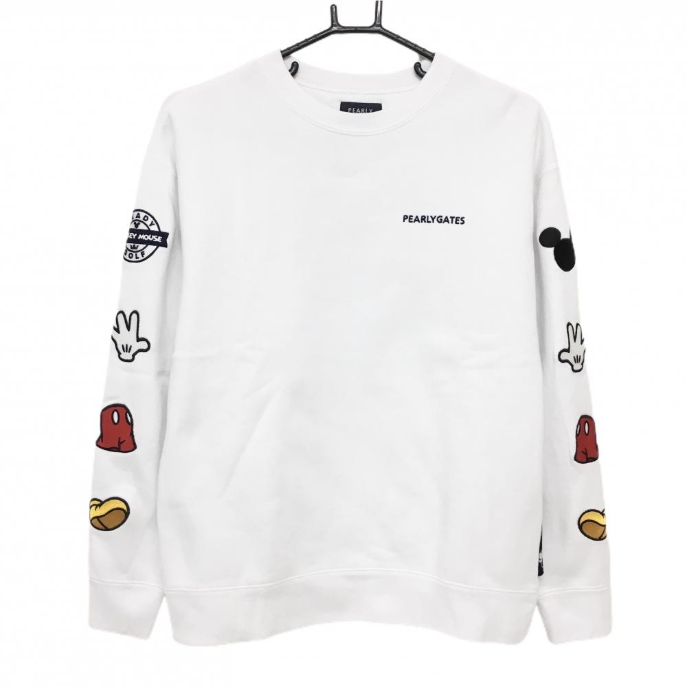【超美品】パーリーゲイツ×DISNEY トレーナー 白 ミッキー 裏起毛 レディース 1(M) ゴルフウェア PEARLY GATES