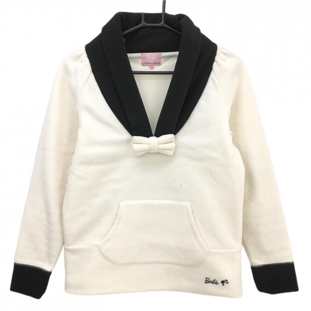 【美品】バービーゴルフバイパーリーゲイツ フリーストレーナー 白×黒 リボン 裏地メッシュ  レディース 2(L) ゴルフウェア PEARLY GATES