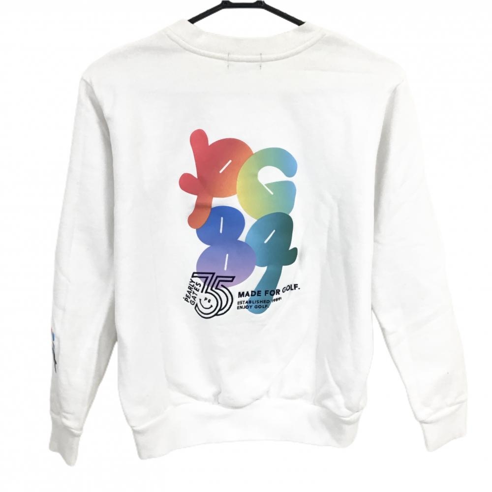 パーリーゲイツ トレーナー 白×マルチカラー 後ろビッグプリント